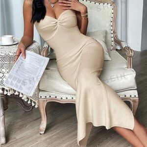 Shein SXY knit cream dress. New with tags. Size large.